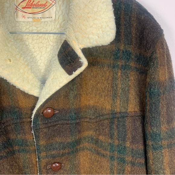 VTG Lakeland Sportswear Buffalo Plaid Sherpa Fleece Lined Jacket - Picture 9 of 15